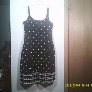 Dressbarn Polka Dot Dress Size 12 Black White A-line Sleeveless Pinup